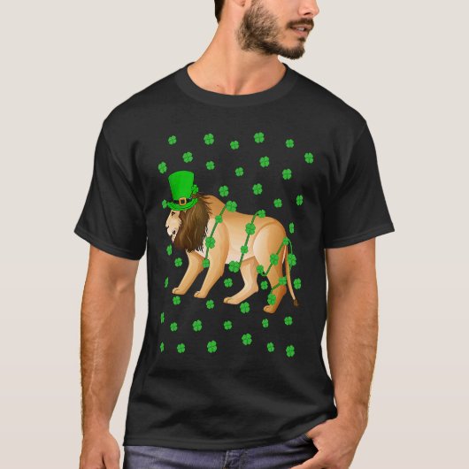 Irish Shamrock Leprechaun Mountain Lion St Patrick T-shirt (Voorkant)