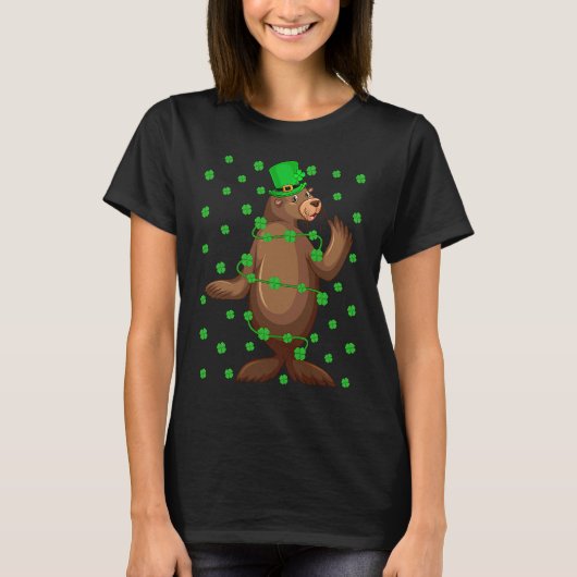 Irish Shamrock Leprechaun Ocelot St Patrick's Day T-shirt (Voorkant)