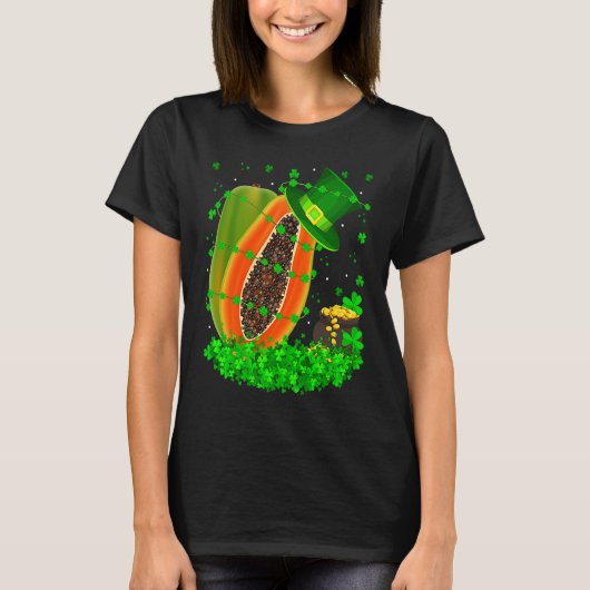 Irish Shamrock Leprechaun Papaya St Patrick's Day T-shirt (Voorkant)