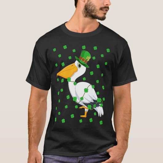 Irish Shamrock Leprechaun Pelican Bird St Patrick' T-shirt (Voorkant)
