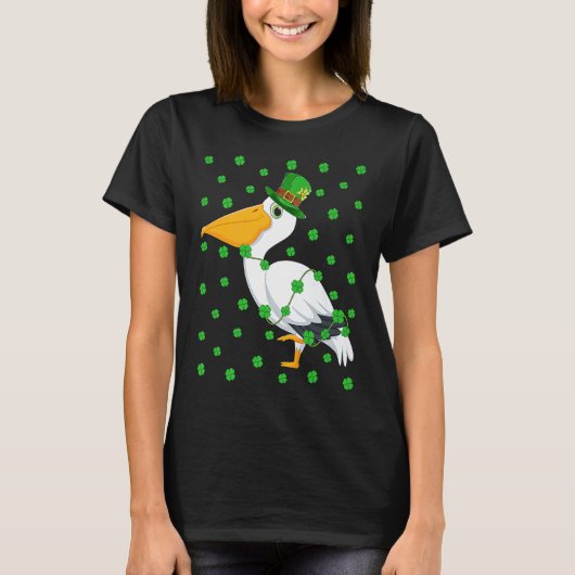 Irish Shamrock Leprechaun Pelican Bird St Patrick' T-shirt (Voorkant)