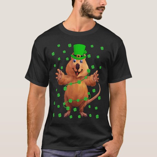 Irish Shamrock Leprechaun Quokka St Patrick's Day T-shirt (Voorkant)