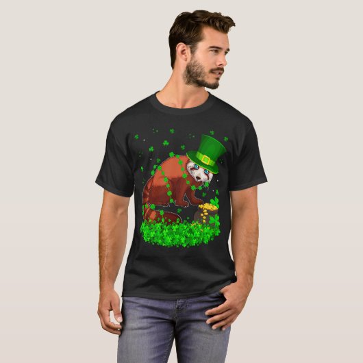 Irish Shamrock Leprechaun Red Panda St Patrick's D T-shirt (Voorkant volledig)
