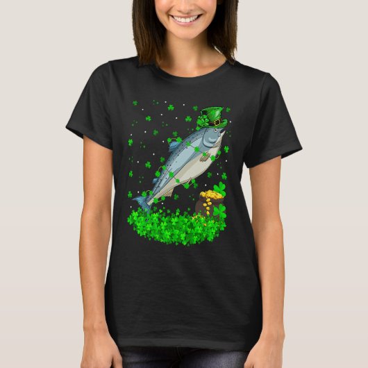 Irish Shamrock Leprechaun Salmon Fish St Patrick's T-shirt (Voorkant)