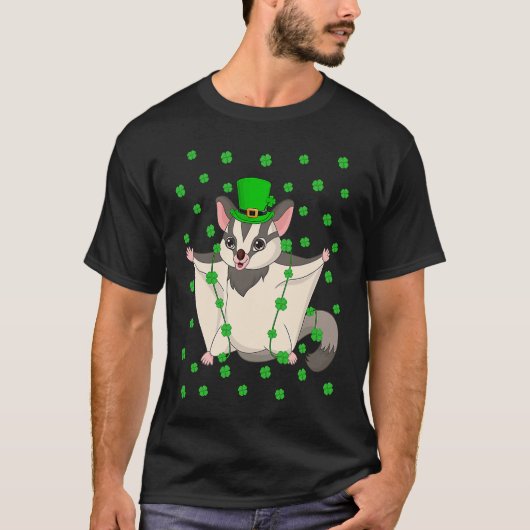Irish Shamrock Leprechaun Sugar Glider St Patrick' T-shirt (Voorkant)