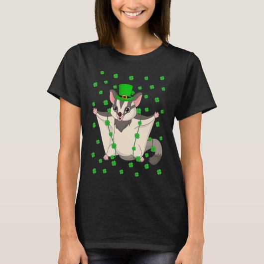 Irish Shamrock Leprechaun Sugar Glider St Patrick' T-shirt (Voorkant)