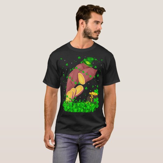 Irish Shamrock Leprechaun Sweet Potato St Patrick' T-shirt (Voorkant volledig)