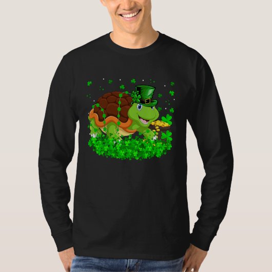 Irish Shamrock Leprechaun Turtle St Patrick's Day T-shirt (Voorkant)