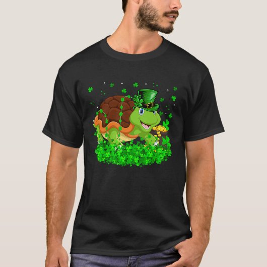 Irish Shamrock Leprechaun Turtle St Patrick's Day T-shirt (Voorkant)