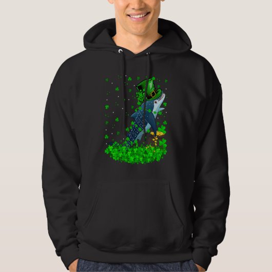 Irish Shamrock Leprechaun Whale Shark St Patrick's Hoodie (Voorkant)