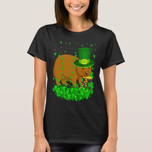 Irish Shamrock Leprechaun Wombat St Patrick's Day T-shirt (Voorkant)