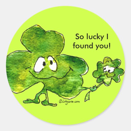 Irish Shamrock Luck Cartoon Sticker (Voorkant)