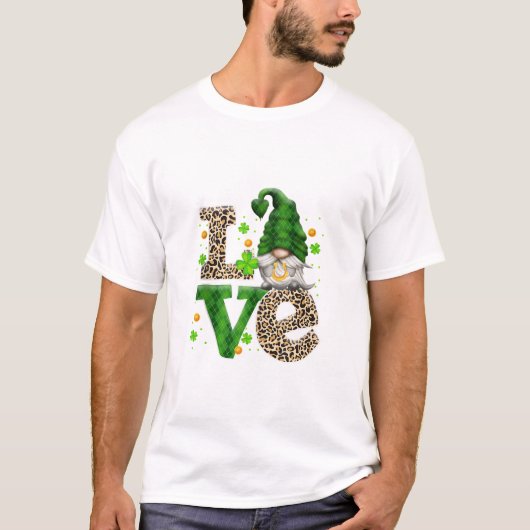 Irish Shamrock Lucky Gnome T-shirt (Voorkant)
