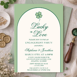 Irish Shamrock Lucky in Love Engagement Party Kaart