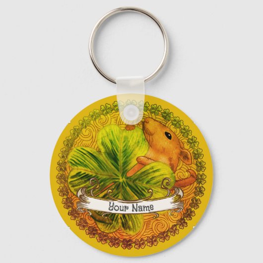 Irish shamrock Mouse aangepaste sleutelhangers (Voorkant)