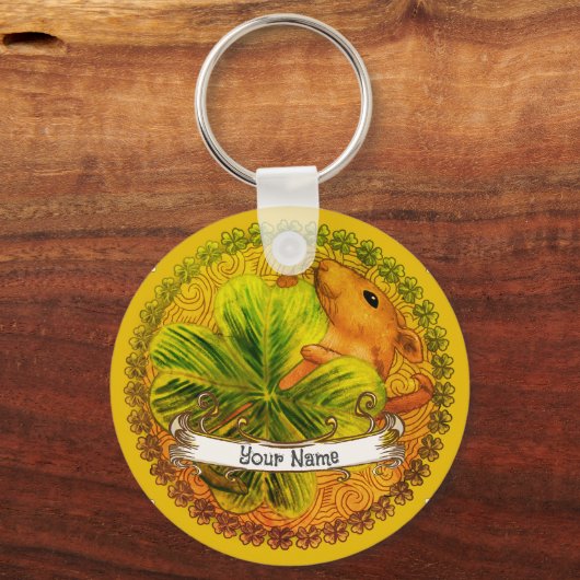 Irish shamrock Mouse aangepaste sleutelhangers (Voorkant)