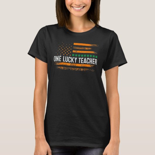 Irish Shamrock One Lucky Teacher St Patrick's Day T-shirt (Voorkant)