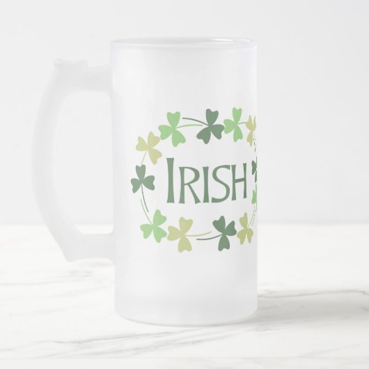 Irish Shamrock Oval Matglas Bierpul (Links)