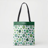 Irish Shamrock Pattern Triple Monogram Tote Bag (Voorkant)