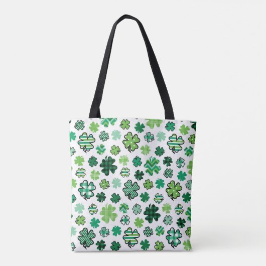 Irish Shamrock Pattern Triple Monogram Tote Bag (Achterkant)