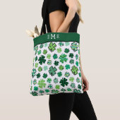Irish Shamrock Pattern Triple Monogram Tote Bag (Dichtbij)