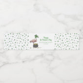 Irish Shamrock Pink Flamingo St Patricks Day Waterfles Etiket (Enkel label)