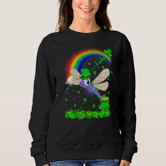 Irish Shamrock Rainbow Lucky Dragonfly St Patrick' Trui (Voorkant)