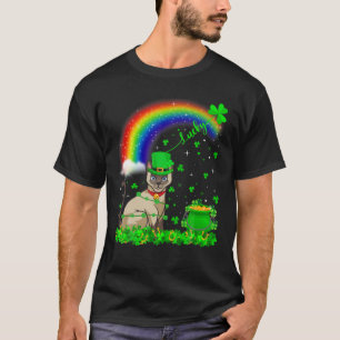 Irish Shamrock Rainbow Lucky Siamese Cat St Patric T-shirt