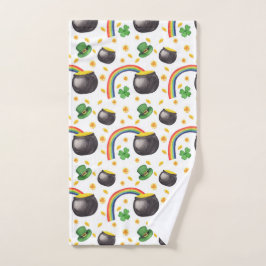 Irish Shamrock Rainbow Print, St. Paddy's Gift Handdoek