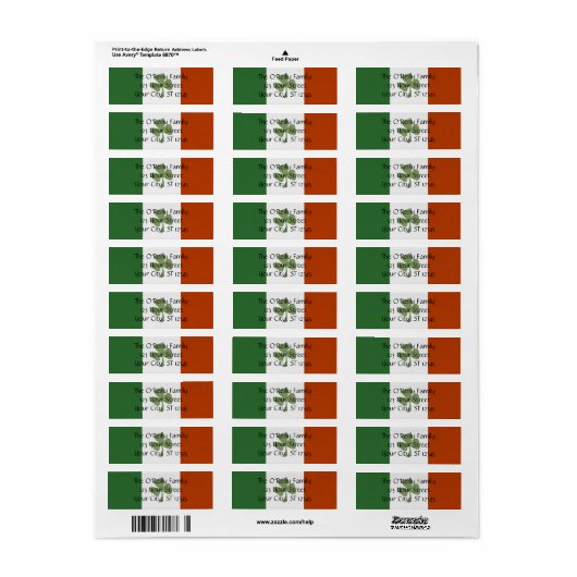 Irish Shamrock Retouradreslabel Etiket (Full Sheet)