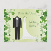 Irish Shamrock, smoking, trouwjurk Save the Date Aankondigingskaart (Voorkant)