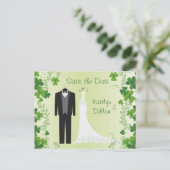 Irish Shamrock, smoking, trouwjurk Save the Date Aankondigingskaart (Staand voorkant)
