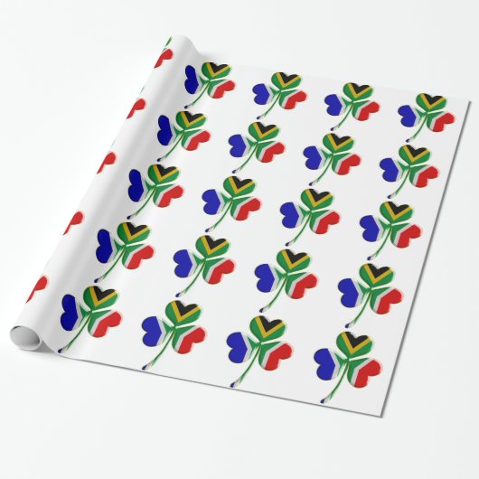 Irish Shamrock/South African Flag Wrapping Paper Cadeaupapier (Uitgerold)