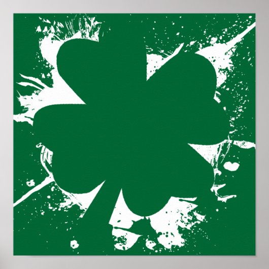 Irish Shamrock Splatter Poster (Voorkant)