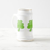 Irish Shamrock St. Patrick White/Gold Beer Mok (Voorkant links)