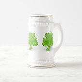 Irish Shamrock St. Patrick White/Gold Beer Mok (Voorkant rechts)