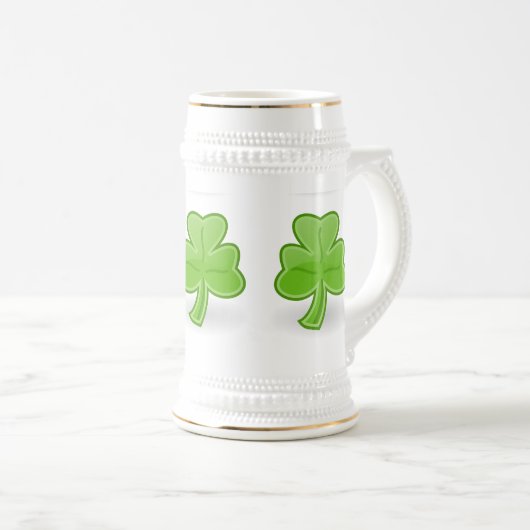 Irish Shamrock St. Patrick White/Gold Beer Mok (Voorkant rechts)