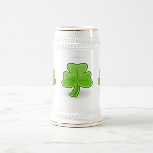 Irish Shamrock St. Patrick White/Gold Beer Mok (Center)