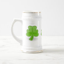 Irish Shamrock St. Patrick White/Gold Beer Mok
