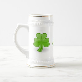 Irish Shamrock St. Patrick White/Gold Beer Mok