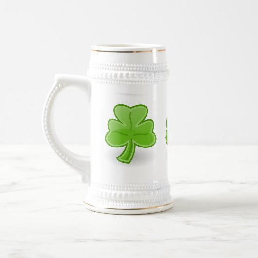 Irish Shamrock St. Patrick White/Gold Beer Mok (Links)