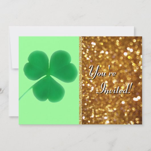 Irish Shamrock St. Patrick's Day Gold Glitter Kaart (Voorkant)