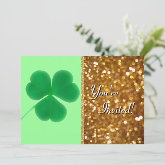 Irish Shamrock St. Patrick's Day Gold Glitter Kaart (Staand voorkant)