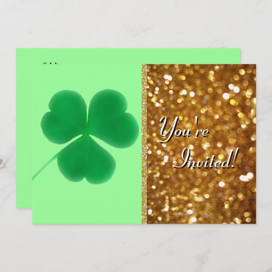 Irish Shamrock St. Patrick's Day Gold Glitter Kaart (Voorkant / Achterkant)