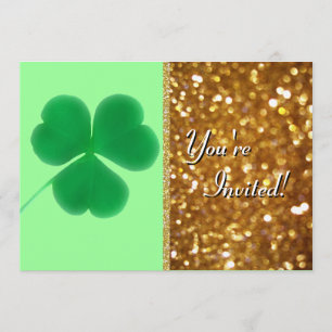 Irish Shamrock St. Patrick's Day Gold Glitter Kaart