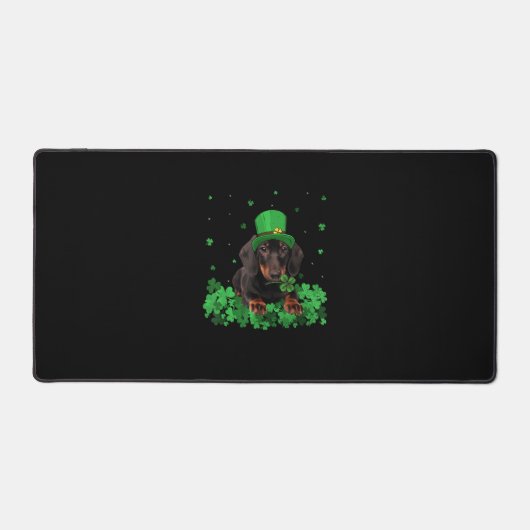 Irish Shamrock St Patrick's Day Teckel Cool T-S Bureaumat (Voorkant)