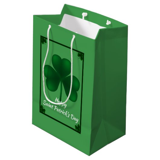 Irish Shamrock St Patricks MGB Medium Cadeauzakje (Achterkant Gekanteld)