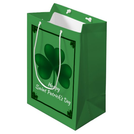 Irish Shamrock St Patricks MGB Medium Cadeauzakje (Voorkant Gekanteld)