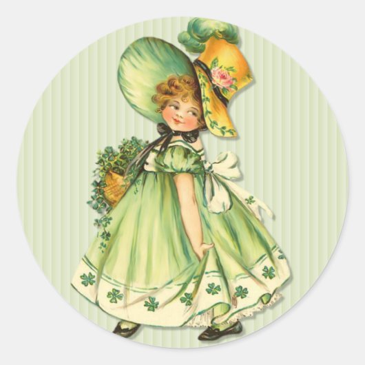 Irish Shamrock Stroll Ronde Sticker (Voorkant)