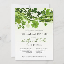 Irish Shamrock Swirls Rehearsal Dinner Invitation Kaart